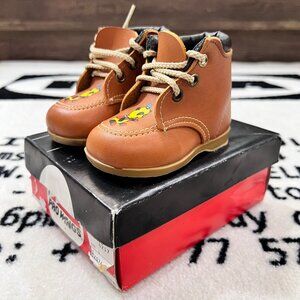 Pro Wings Made in USA Bear Logo Tan Lace Up Baby Boots Shoes